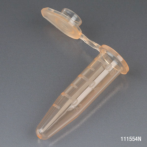 Globe Scientific Microcentrifuge Tube, 0.5mL, PP, Attached Snap Cap, Graduated, Orange, Certified: Rnase, Dnase and Pyrogen Free, 500/Stand Up Zip Lock Bag Microcentrifuge Tube; Microtube; Eppendorf Tube; Micro CT; 0.5mL; Centrifuge Tube; Orange;